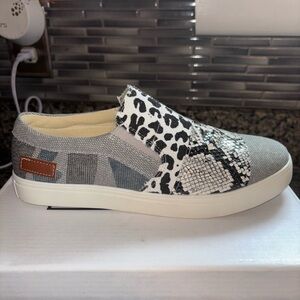 Gray and White Slip-On Sneakers